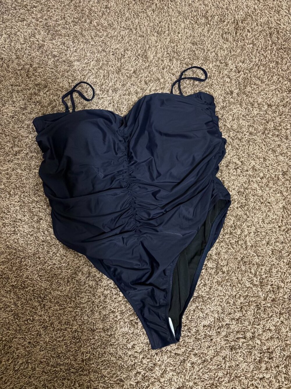 J. Crew Women's Navy Blue Ruched Sweetheart One Piece Swimsuit Size 24 NWT NEW